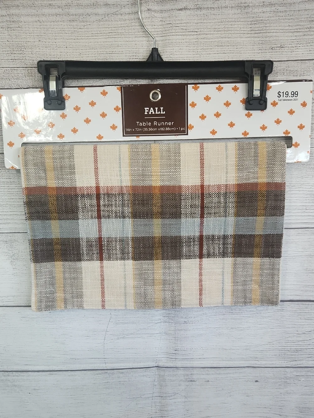 Hobby Lobby Fall Plaid Table Runner in Cream, Brown, Blue, Yellow, Red